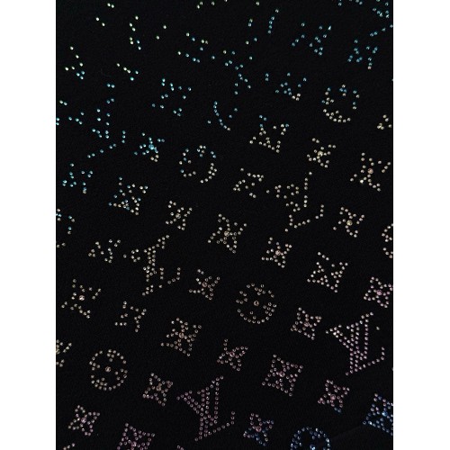 LV 2025SS Rhinestone Gradient Short Sleeve - Black