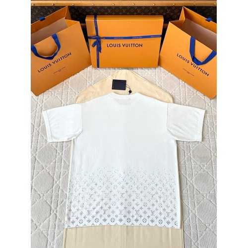 LV 2025SS Rhinestone Gradient Short Sleeve - White