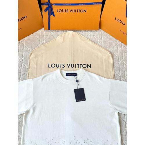 LV 2025SS Rhinestone Gradient Short Sleeve - White
