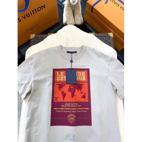 LV 2025SS World Map Art Pattern Series Short Sleeve - White LV 2025SS World Map Art Pattern Series Short Sleeve - White