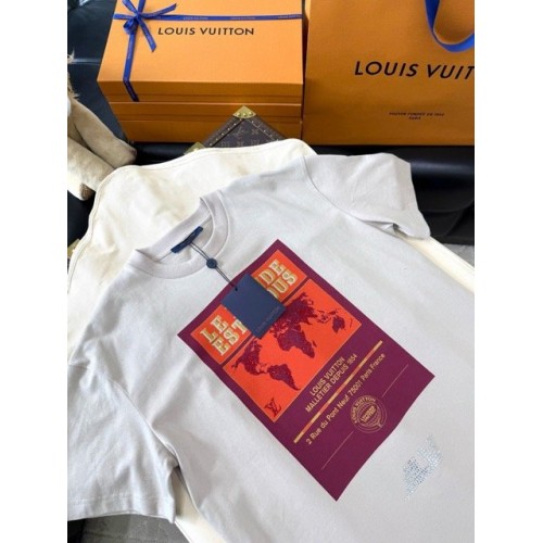 LV 2025SS World Map Art Pattern Series Short Sleeve - White LV 2025SS World Map Art Pattern Series Short Sleeve - White