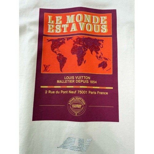 LV 2025SS World Map Art Pattern Series Short Sleeve - White LV 2025SS World Map Art Pattern Series Short Sleeve - White