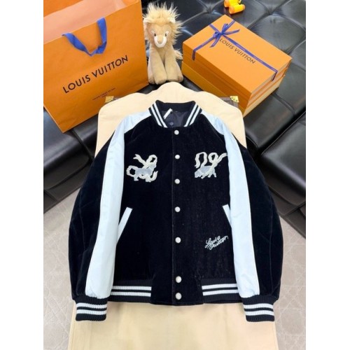 LV 2025SS Year of the Snake Embroidered Velvet Baseball Jacket