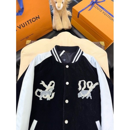 LV 2025SS Year of the Snake Embroidered Velvet Baseball Jacket LV 2025SS Year of the Snake Embroidered Velvet Baseball Jacket