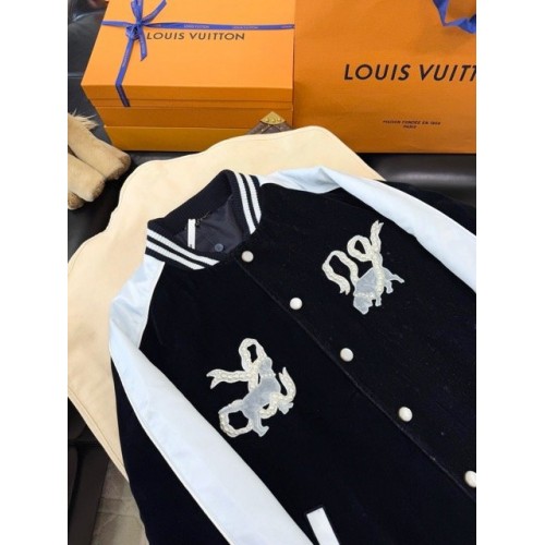 LV 2025SS Year of the Snake Embroidered Velvet Baseball Jacket LV 2025SS Year of the Snake Embroidered Velvet Baseball Jacket