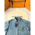 LV 25SS Custom-Dyed Denim Short-Sleeves with Pocket Embroidery LV 25SS Custom-Dyed Denim Short-Sleeves with Pocket Embroidery
