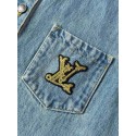 LV 25SS Custom-Dyed Denim Short-Sleeves with Pocket Embroidery LV 25SS Custom-Dyed Denim Short-Sleeves with Pocket Embroidery