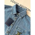 LV 25SS Custom-Dyed Denim Short-Sleeves with Pocket Embroidery LV 25SS Custom-Dyed Denim Short-Sleeves with Pocket Embroidery