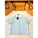 LV 25SS Early Srping New Colour Checkerboard Short Sleeve Shirt