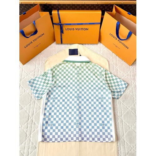 LV 25SS Early Srping New Colour Checkerboard Short Sleeve Shirt