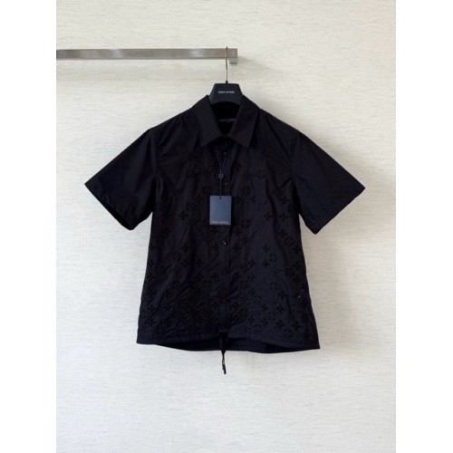 LV 25SS Hollow Pattern Shirt - Black