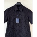 LV 25SS Hollow Pattern Shirt - Black LV 25SS Hollow Pattern Shirt - Black