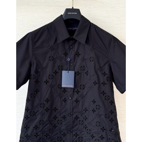LV 25SS Hollow Pattern Shirt - Black LV 25SS Hollow Pattern Shirt - Black