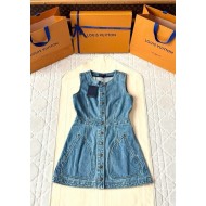 LV 25SS Nautical Collection Women's Collarless Denim Dress