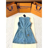 LV 25SS Nautical Collection Women's Collarless Denim Dress