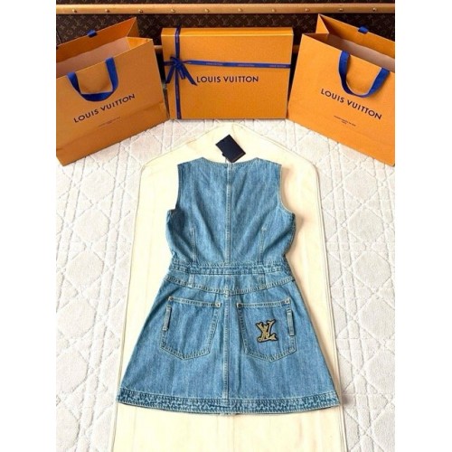LV 25SS Nautical Collection Women's Collarless Denim Dress