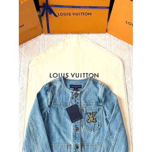 LV 25SS Nautical Series Women's Collarless Denim Long Sleeve LV 25SS Nautical Series Women's Collarless Denim Long Sleeve