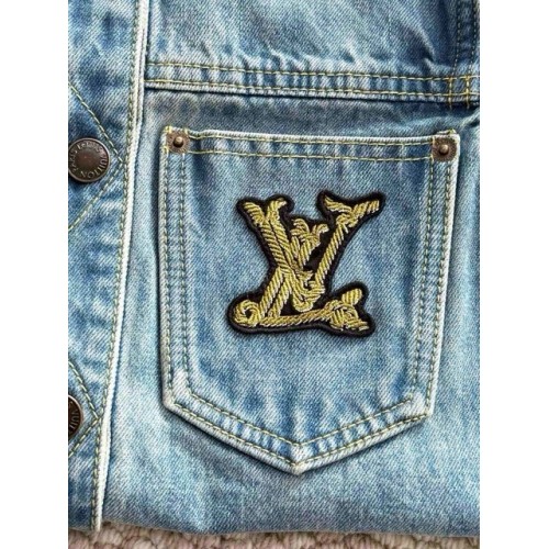 LV 25SS Nautical Series Women's Collarless Denim Long Sleeve LV 25SS Nautical Series Women's Collarless Denim Long Sleeve