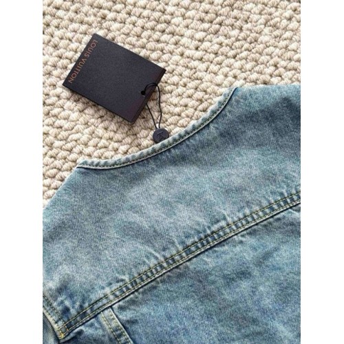 LV 25SS Nautical Series Women's Collarless Denim Long Sleeve LV 25SS Nautical Series Women's Collarless Denim Long Sleeve