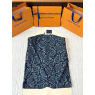 LV 25SS Snake Mosaic Denim Collarless Blazer Jacket