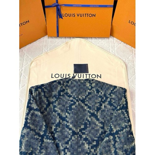 LV 25SS Snake Mosaic Denim Collarless Blazer Jacket LV 25SS Snake Mosaic Denim Collarless Blazer Jacket