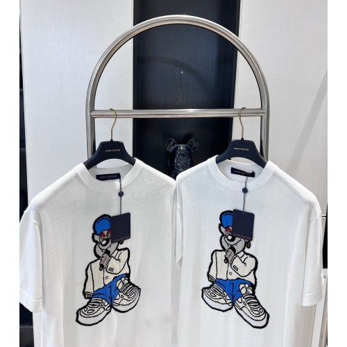 LV Cartoon Character Knitted Short Sleeve - White