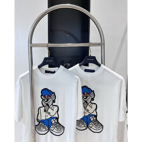 LV Cartoon Character Knitted Short Sleeve - White
