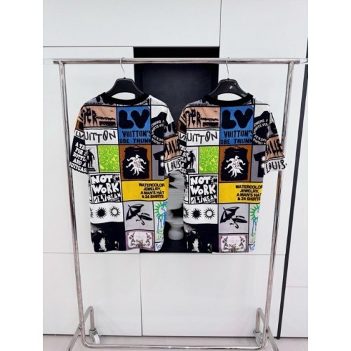 LV Checkered Logo Print Short Sleeve LV Checkered Logo Print Short Sleeve