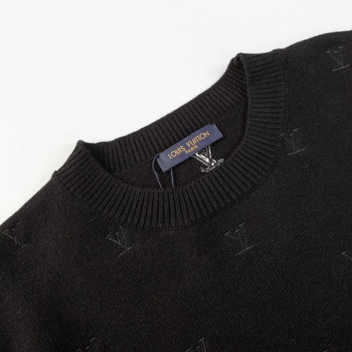 LV Classic Letter Jacquard Sweater - Black