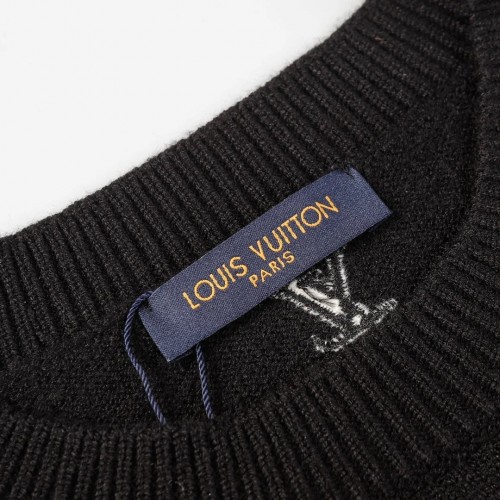 LV Classic Letter Jacquard Sweater - Black