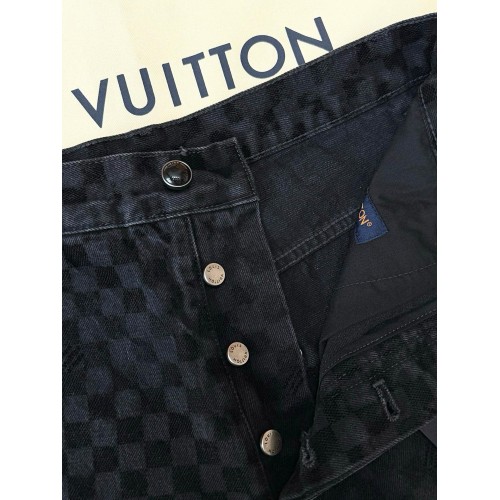 LV Damier Denim Pants - Black LV Damier Denim Pants - Black