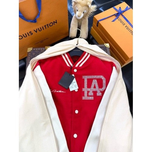 LV Early Spring New Diamond Red Baseball Jacket - RED