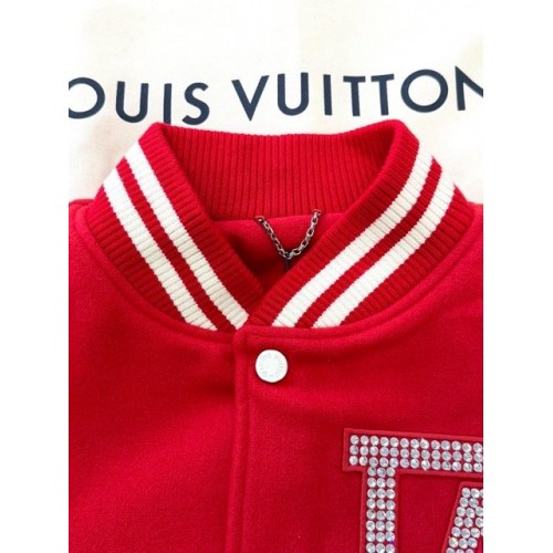 LV Early Spring New Diamond Red Baseball Jacket - RED LV Early Spring New Diamond Red Baseball Jacket - RED