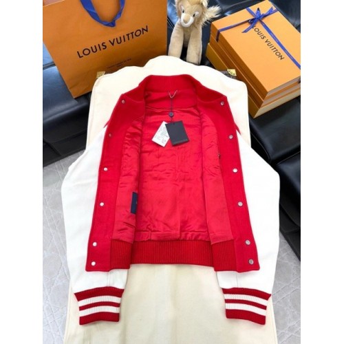 LV Early Spring New Diamond Red Baseball Jacket - RED LV Early Spring New Diamond Red Baseball Jacket - RED