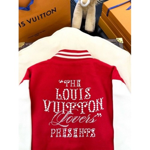 LV Early Spring New Diamond Red Baseball Jacket - RED LV Early Spring New Diamond Red Baseball Jacket - RED