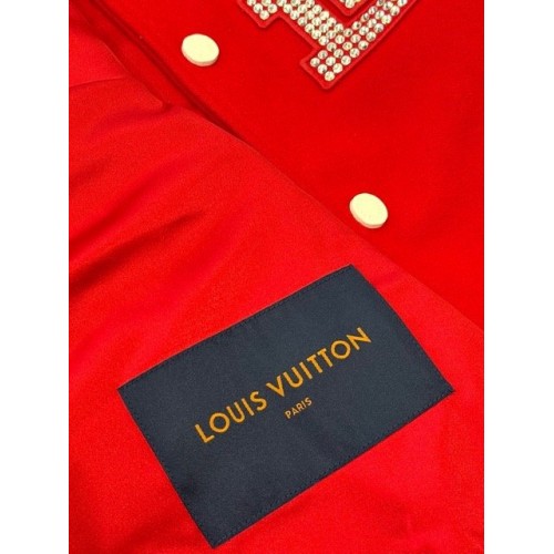 LV Early Spring New Diamond Red Baseball Jacket - RED LV Early Spring New Diamond Red Baseball Jacket - RED