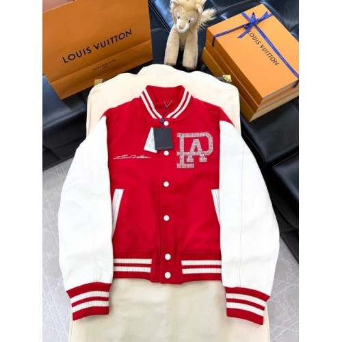 LV Early Spring New Diamond Red Baseball Jacket - RED