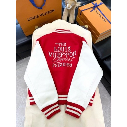 LV Early Spring New Diamond Red Baseball Jacket - RED LV Early Spring New Diamond Red Baseball Jacket - RED