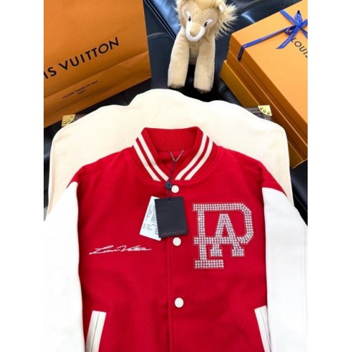 LV Early Spring New Diamond Red Baseball Jacket - RED LV Early Spring New Diamond Red Baseball Jacket - RED