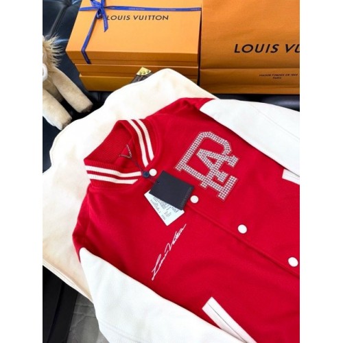 LV Early Spring New Diamond Red Baseball Jacket - RED LV Early Spring New Diamond Red Baseball Jacket - RED