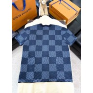 LV Early Spring New Plaid Diamond Knitted Short Sleeve