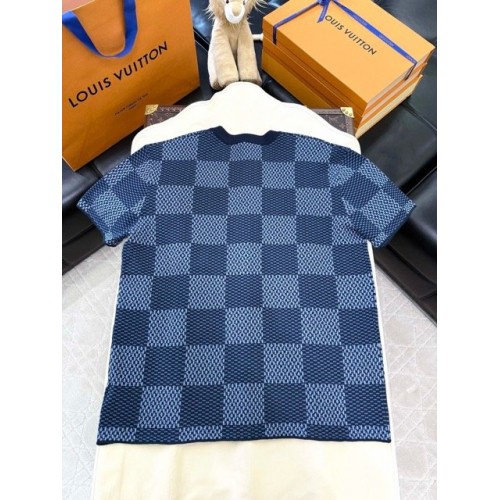 LV Early Spring New Plaid Diamond Knitted Short Sleeve