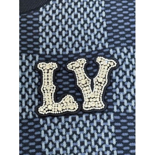 LV Early Spring New Plaid Diamond Knitted Short Sleeve LV Early Spring New Plaid Diamond Knitted Short Sleeve