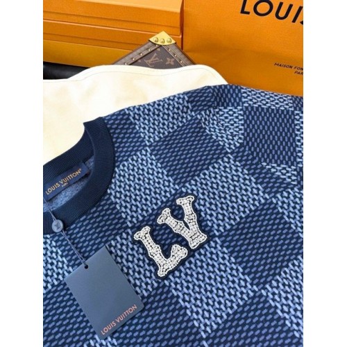 LV Early Spring New Plaid Diamond Knitted Short Sleeve LV Early Spring New Plaid Diamond Knitted Short Sleeve