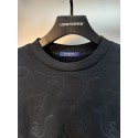 LV Embroidered Cotton Jersey Crewneck - Black