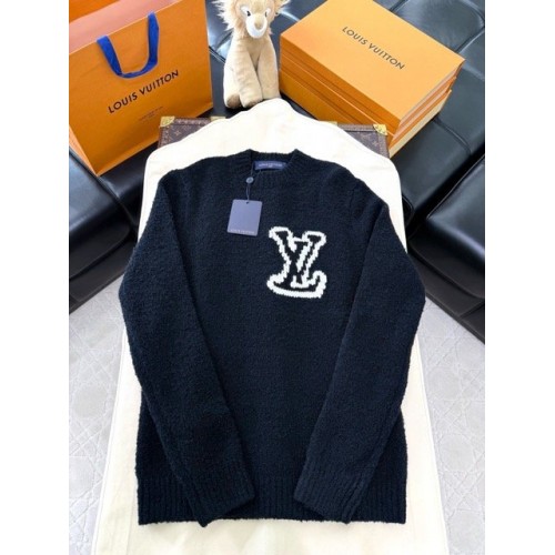 LV Logo Oatmeal Sweater - Black