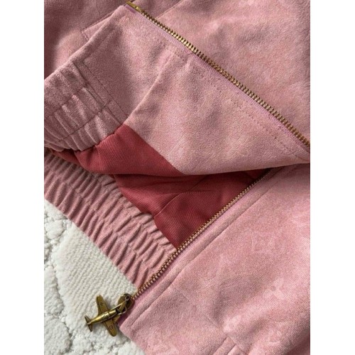 LV Monogram Debossed Leather Tracksuit Jacket - Dark Pink LV Monogram Debossed Leather Tracksuit Jacket - Dark Pink