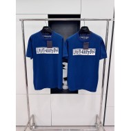 LV New Knitted Round Neck Short Sleeve - Blue