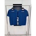 LV New Knitted Round Neck Short Sleeve - Blue