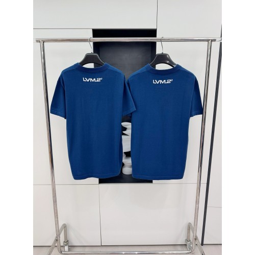 LV New Knitted Round Neck Short Sleeve - Blue